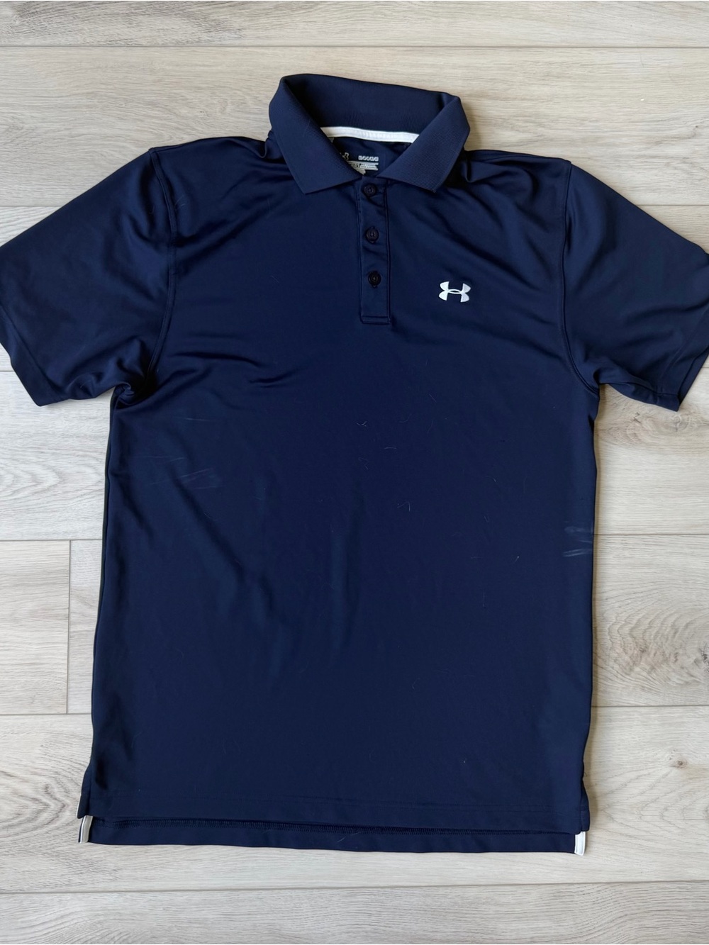 Under Armour Navy Polo with White Logo Trim